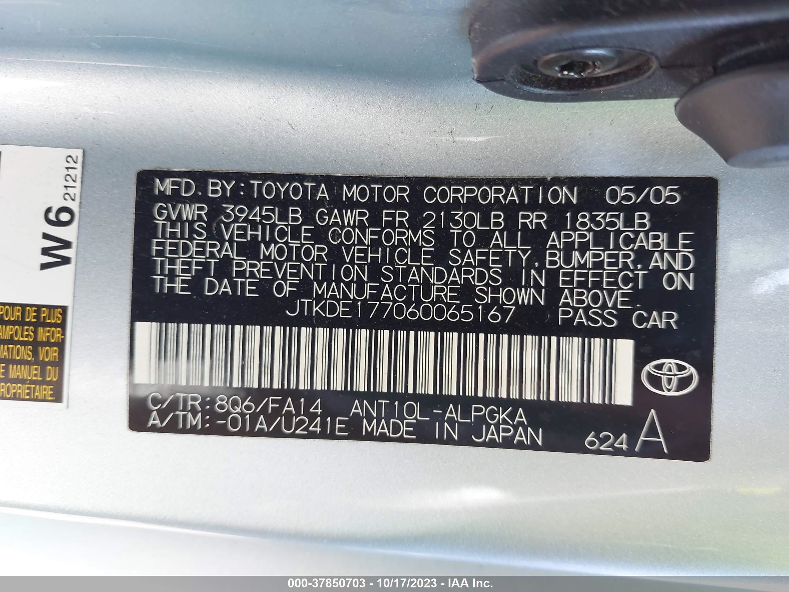 Photo 8 VIN: JTKDE177060065167 - SCION TC 