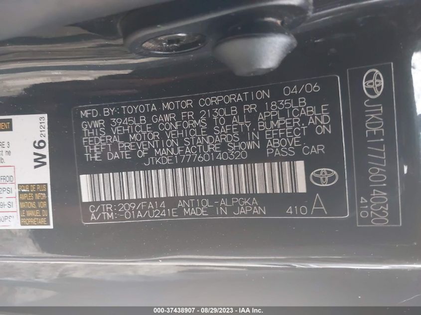 Photo 8 VIN: JTKDE177760140320 - SCION TC 