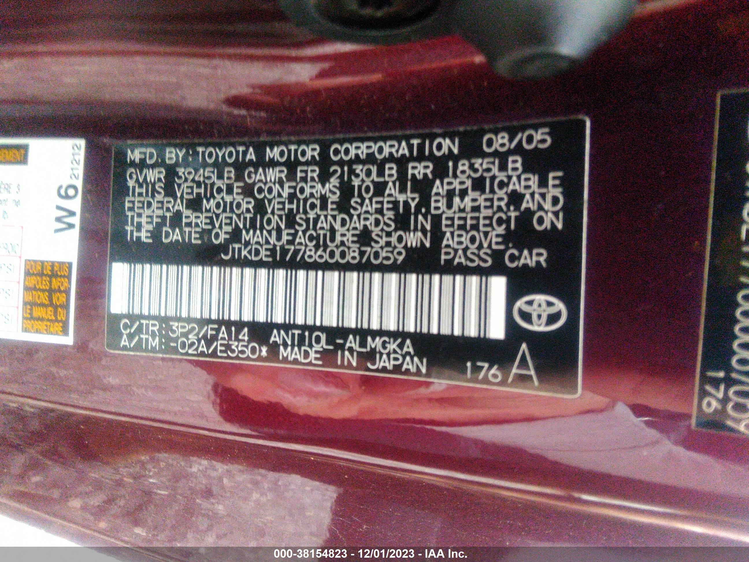 Photo 8 VIN: JTKDE177860087059 - SCION TC 