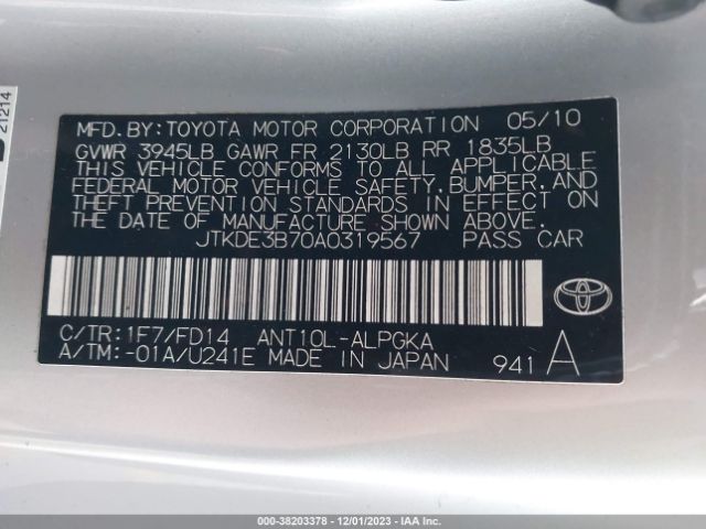 Photo 8 VIN: JTKDE3B70A0319567 - SCION TC 