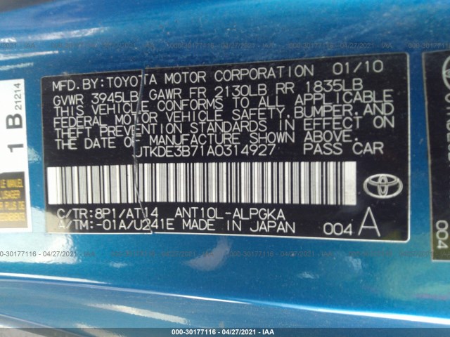 Photo 8 VIN: JTKDE3B71A0314927 - SCION TC 