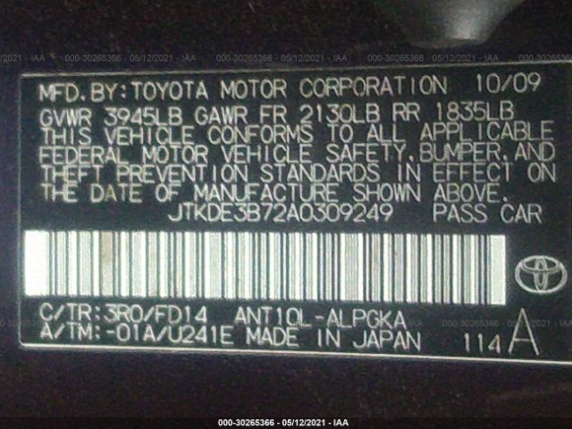 Photo 8 VIN: JTKDE3B72A0309249 - SCION TC 