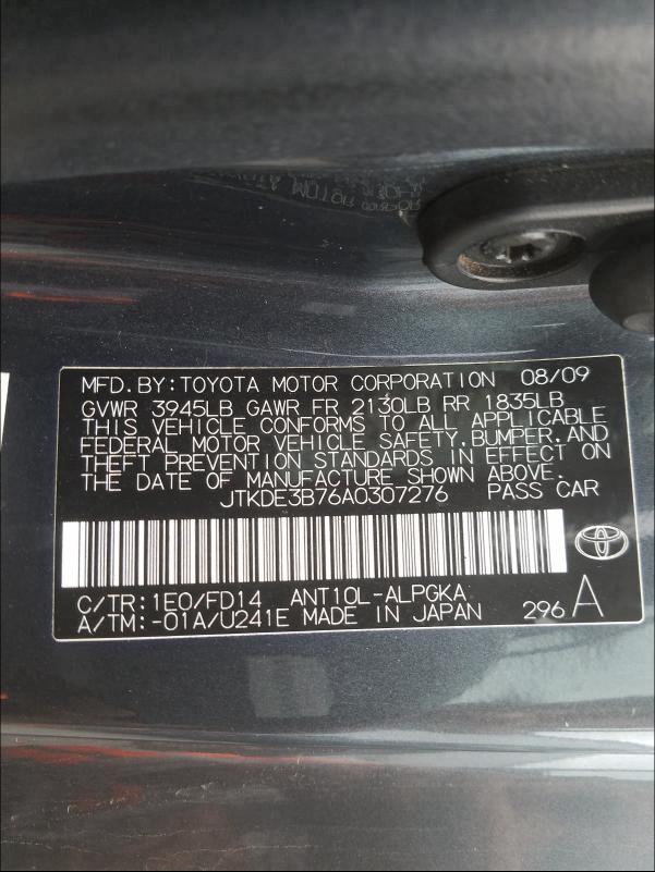 Photo 9 VIN: JTKDE3B76A0307276 - TOYOTA SCION TC 