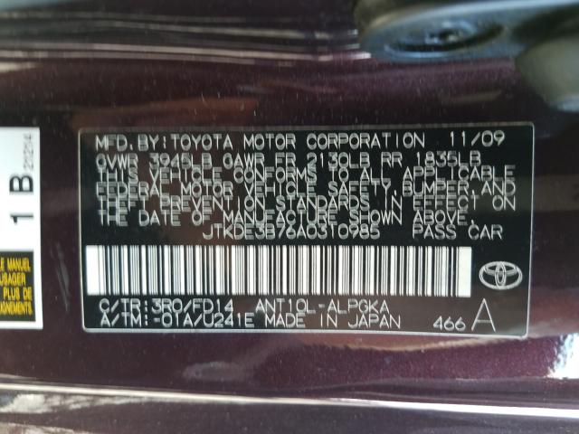 Photo 9 VIN: JTKDE3B76A0310985 - TOYOTA SCION TC 