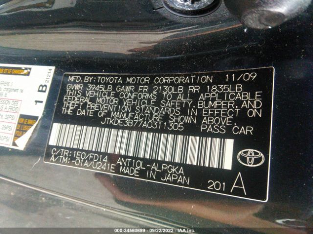 Photo 8 VIN: JTKDE3B77A0311305 - SCION TC 