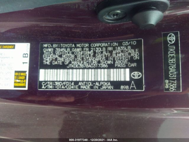 Photo 8 VIN: JTKDE3B78A0317386 - SCION TC 