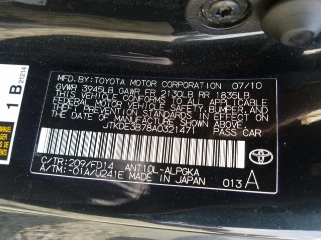 Photo 9 VIN: JTKDE3B78A0321471 - TOYOTA SCION TC 