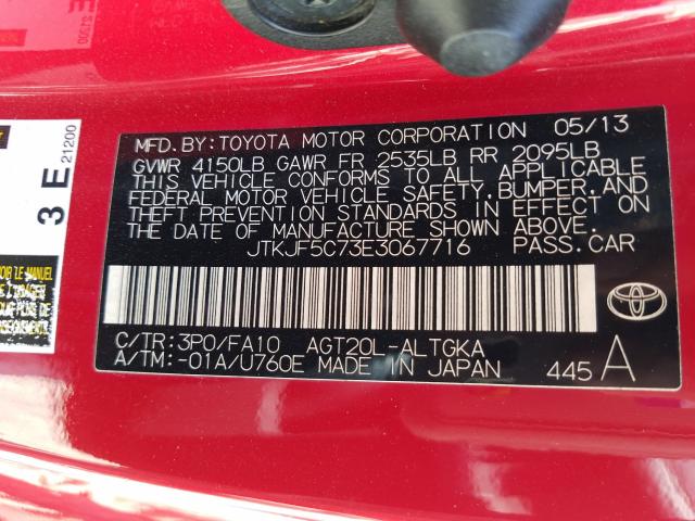 Photo 9 VIN: JTKJF5C73E3067716 - TOYOTA SCION TC 