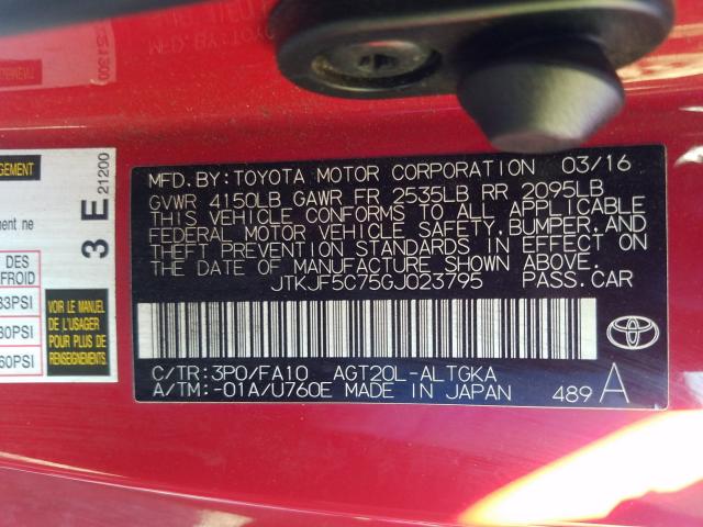 Photo 9 VIN: JTKJF5C75GJ023795 - TOYOTA SCION TC 