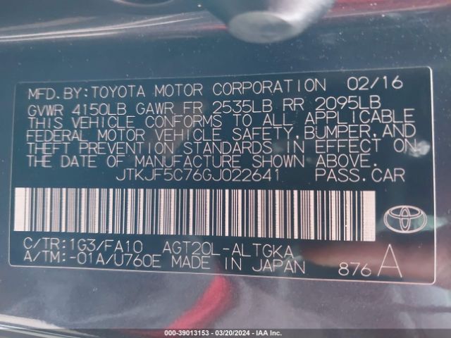 Photo 8 VIN: JTKJF5C76GJ022641 - SCION TC 