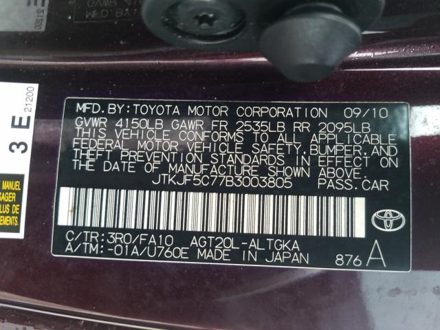 Photo 9 VIN: JTKJF5C77B3003805 - TOYOTA SCION TC 