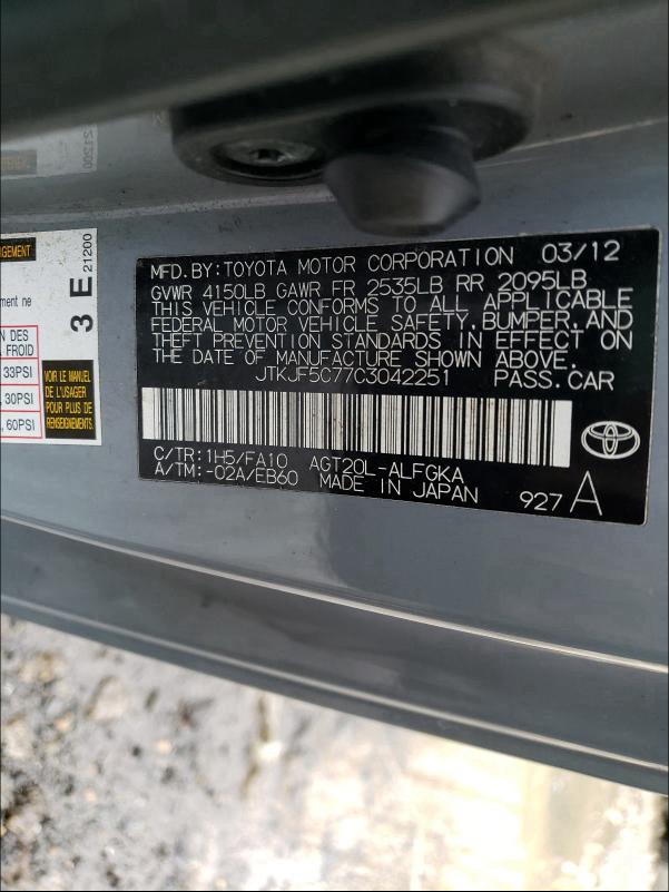 Photo 9 VIN: JTKJF5C77C3042251 - TOYOTA SCION TC 