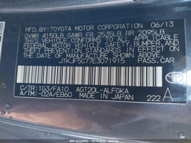 Photo 8 VIN: JTKJF5C77E3071915 - SCION TC 