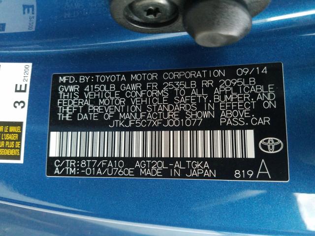 Photo 9 VIN: JTKJF5C7XFJ001077 - TOYOTA SCION TC 