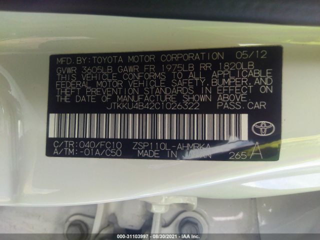 Photo 8 VIN: JTKKU4B42C1026322 - SCION XD 