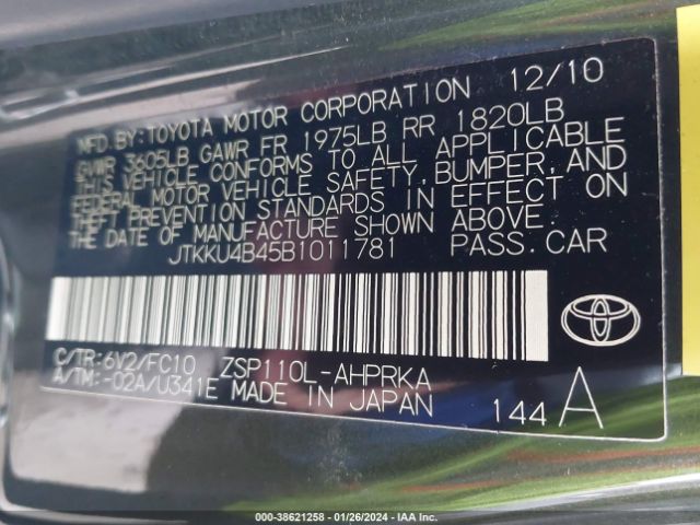 Photo 8 VIN: JTKKU4B45B1011781 - TOYOTA SCION XD 