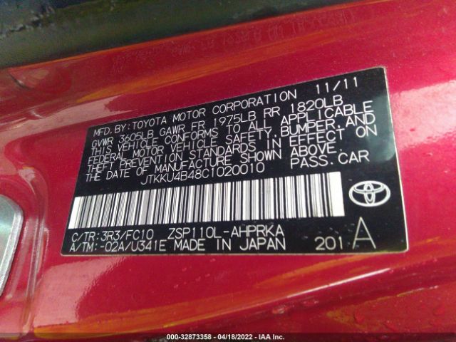 Photo 8 VIN: JTKKU4B48C1020010 - SCION XD 