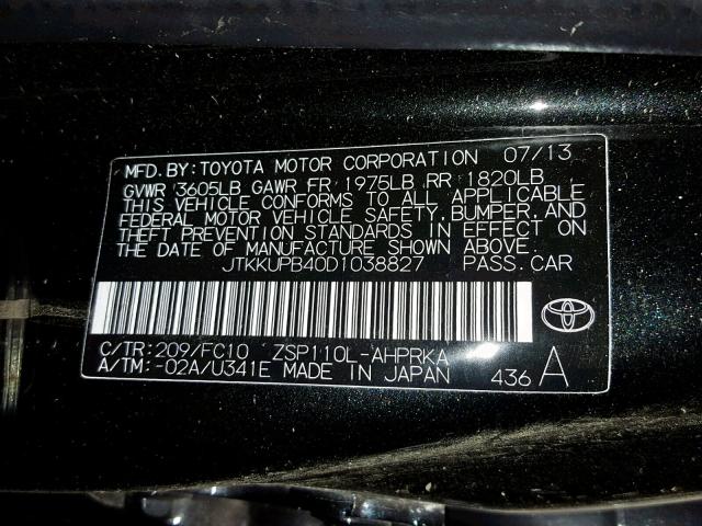 Photo 9 VIN: JTKKUPB40D1038827 - TOYOTA SCION XD 