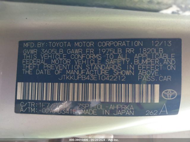 Photo 8 VIN: JTKKUPB43E1042212 - TOYOTA SCION XD 