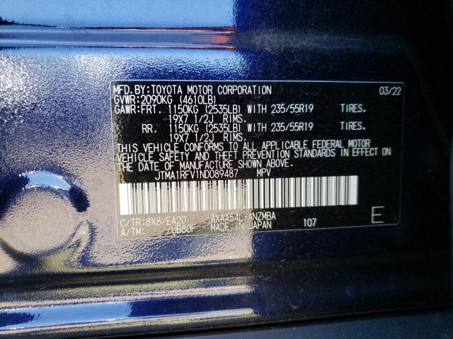 Photo 9 VIN: JTMA1RFV1ND089487 - TOYOTA RAV4 XLE P 