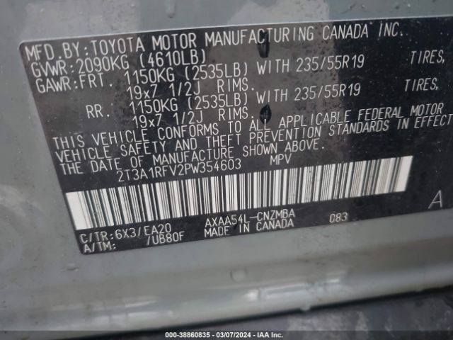 Photo 8 VIN: JTMA1RFV3PD095391 - TOYOTA RAV4 