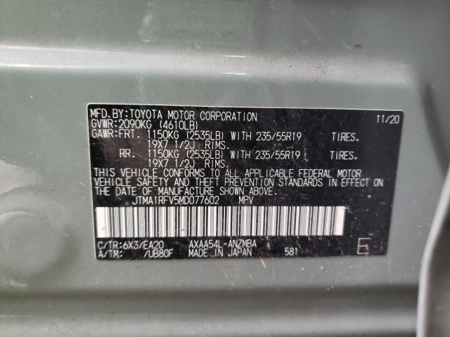 Photo 12 VIN: JTMA1RFV5MD077602 - TOYOTA RAV4 XLE P 