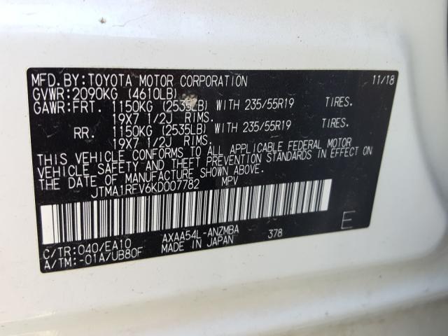 Photo 9 VIN: JTMA1RFV6KD007782 - TOYOTA RAV4 XLE P 