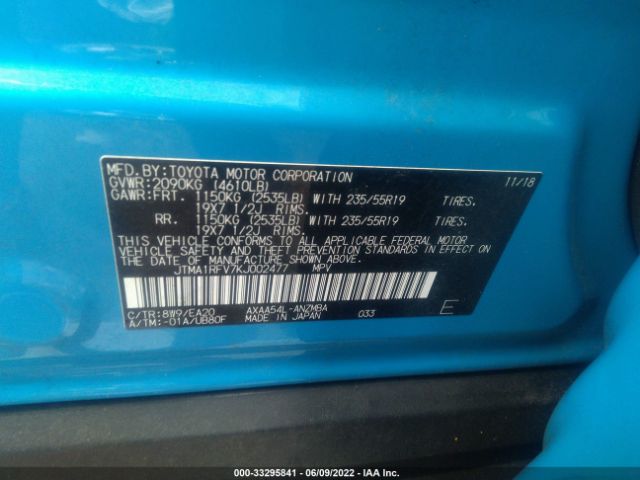 Photo 8 VIN: JTMA1RFV7KJ002477 - TOYOTA RAV4 