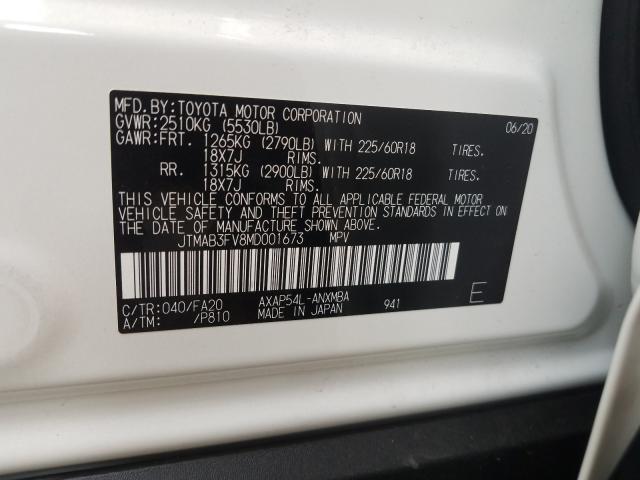 Photo 9 VIN: JTMAB3FV8MD001673 - TOYOTA RAV4 