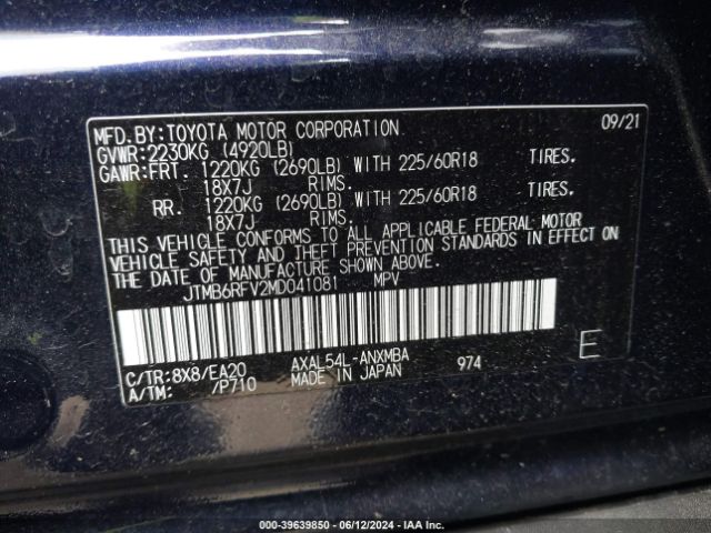 Photo 8 VIN: JTMB6RFV2MD041081 - TOYOTA RAV4 