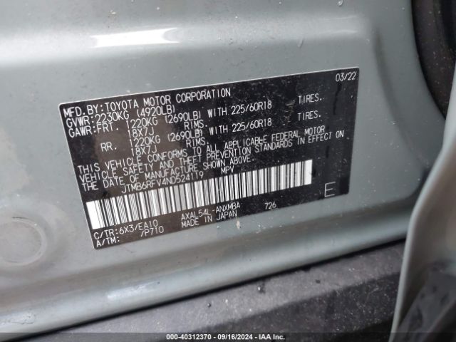 Photo 8 VIN: JTMB6RFV4ND524119 - TOYOTA RAV4 