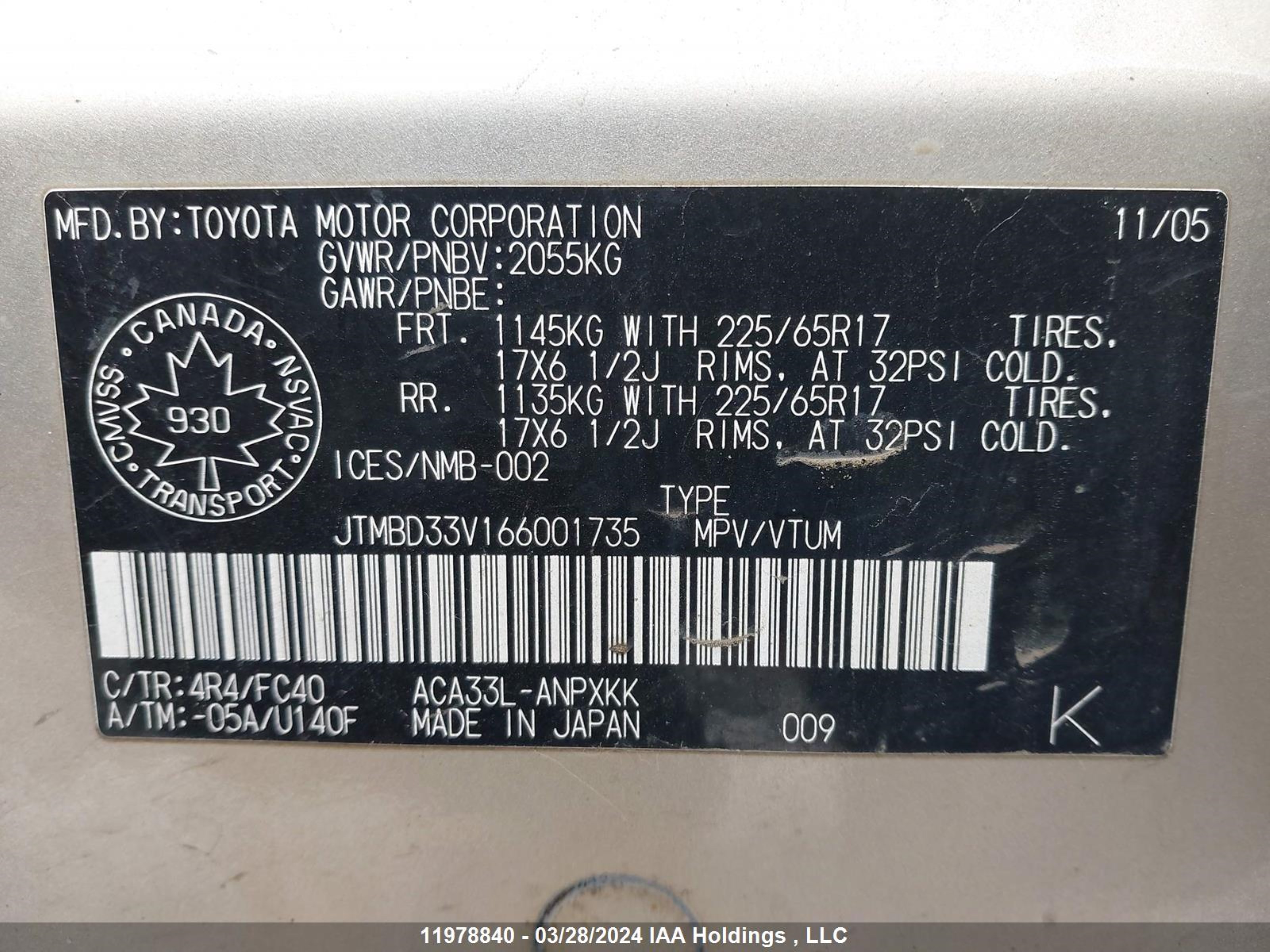 Photo 8 VIN: JTMBD33V166001735 - TOYOTA RAV 4 