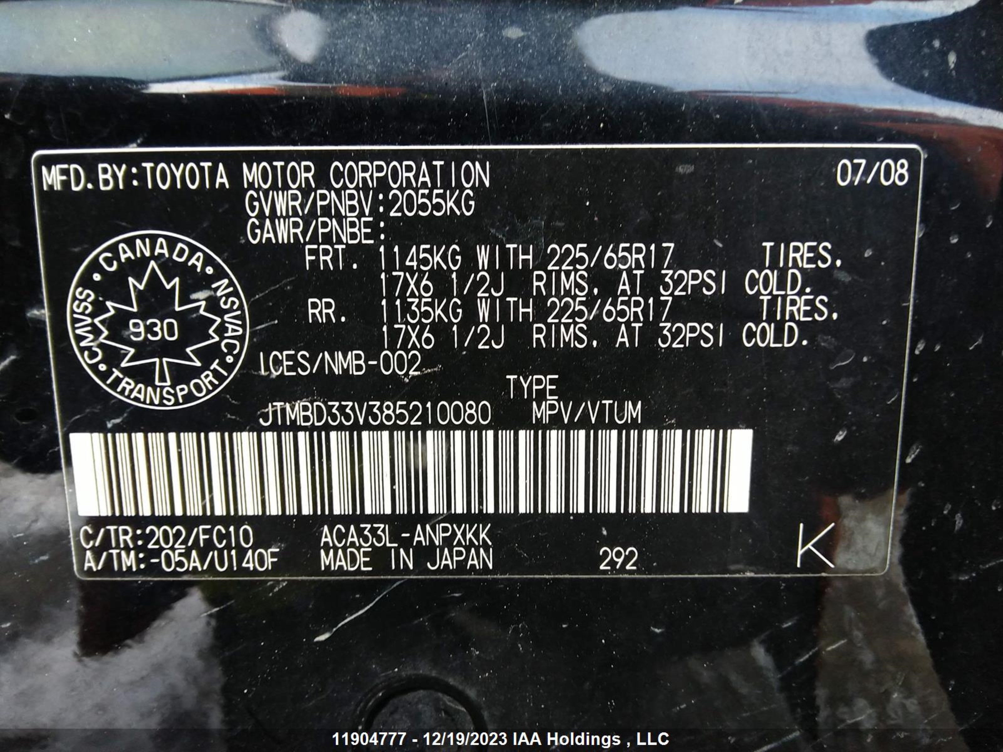 Photo 8 VIN: JTMBD33V385210080 - TOYOTA RAV 4 