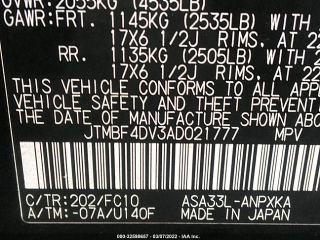 Photo 8 VIN: JTMBF4DV3AD021777 - TOYOTA RAV4 