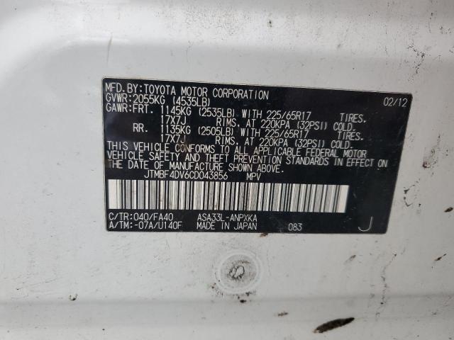 Photo 12 VIN: JTMBF4DV6CD043856 - TOYOTA RAV4 