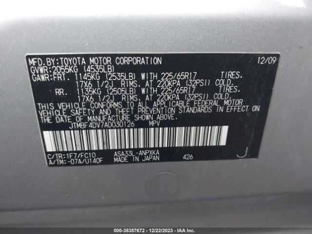 Photo 8 VIN: JTMBF4DV7AD030126 - TOYOTA RAV4 