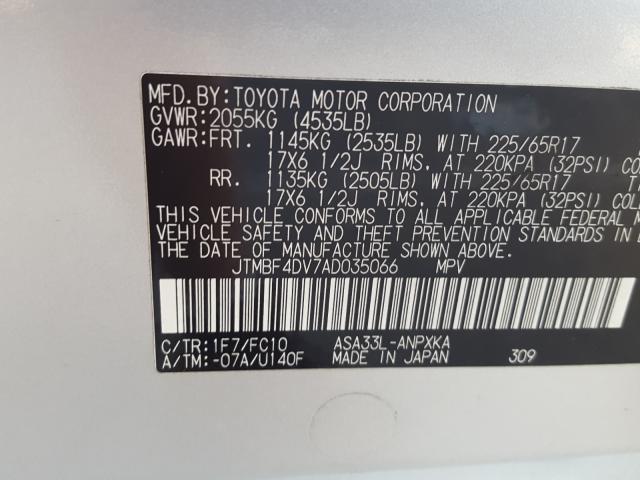 Photo 9 VIN: JTMBF4DV7AD035066 - TOYOTA RAV4 