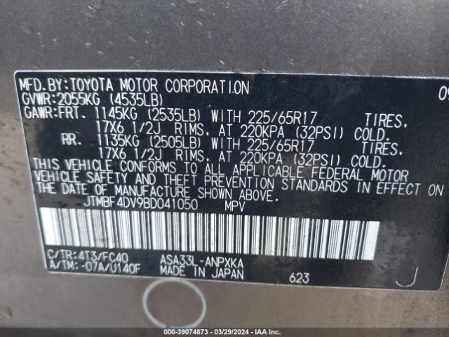 Photo 8 VIN: JTMBF4DV9BD041050 - TOYOTA RAV4 