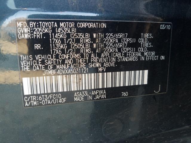 Photo 9 VIN: JTMBF4DVXA5031121 - TOYOTA RAV4 