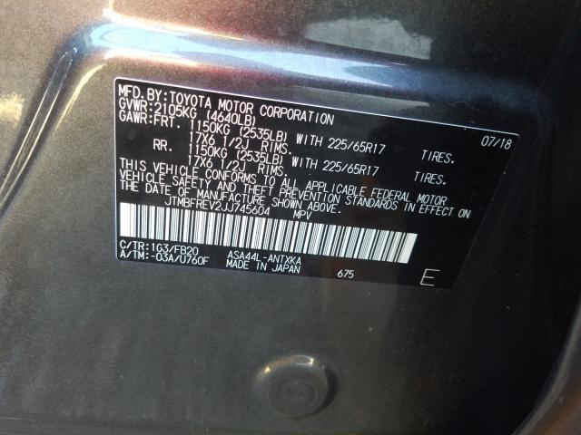 Photo 9 VIN: JTMBFREV2JJ745604 - TOYOTA RAV4 LE 