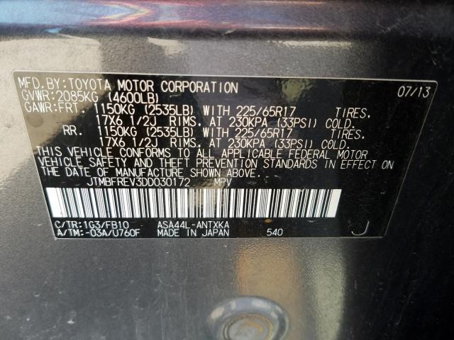 Photo 9 VIN: JTMBFREV3DD030172 - TOYOTA RAV4 LE 