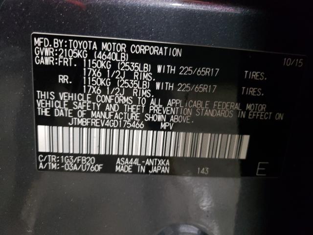 Photo 9 VIN: JTMBFREV4GD175466 - TOYOTA RAV4 LE 