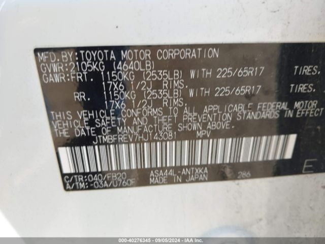 Photo 8 VIN: JTMBFREV7HJ143081 - TOYOTA RAV4 