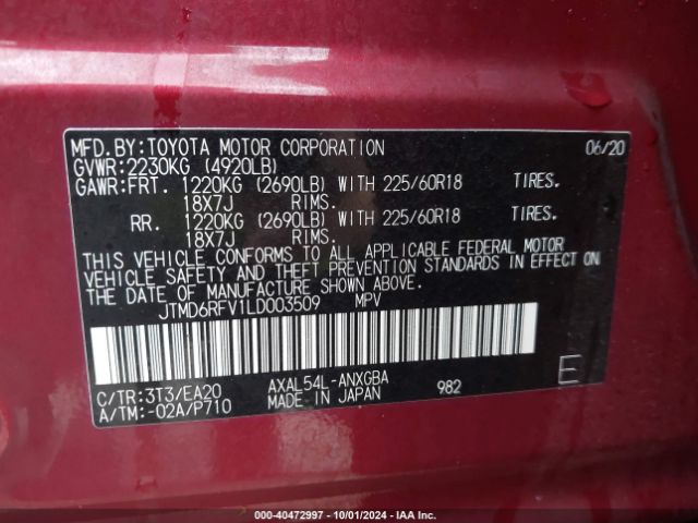 Photo 8 VIN: JTMD6RFV1LD003509 - TOYOTA RAV4 