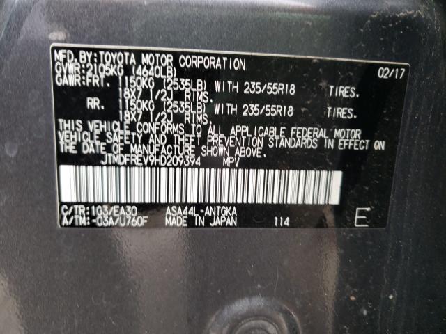 Photo 9 VIN: JTMDFREV9HD209394 - TOYOTA RAV4 LIMIT 