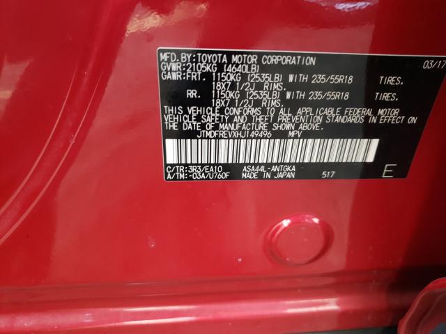 Photo 9 VIN: JTMDFREVXHJ149496 - TOYOTA RAV4 LIMIT 