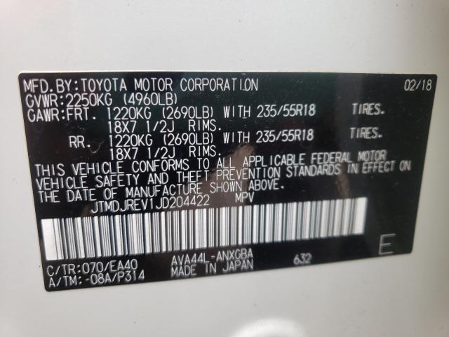 Photo 9 VIN: JTMDJREV1JD204422 - TOYOTA RAV4 HV LI 