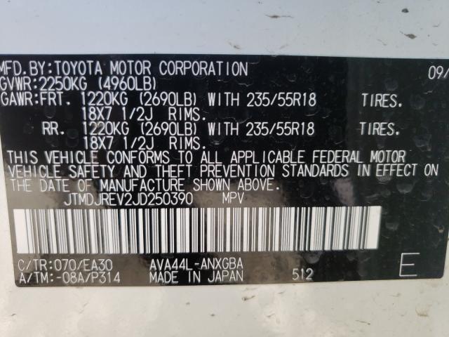 Photo 9 VIN: JTMDJREV2JD250390 - TOYOTA RAV-4 HYBRID 