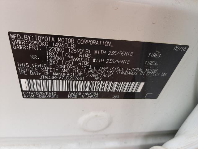 Photo 9 VIN: JTMDJREV7JD207681 - TOYOTA RAV4 HV LI 