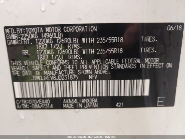 Photo 8 VIN: JTMDJREV8JD231875 - TOYOTA RAV4 HYBRID 